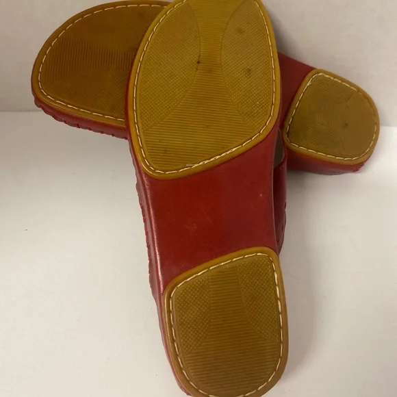 La Plume Red Leather Slip On Thong Shoe Sandal Sz6 Euro 37 - Picture 5 of 5